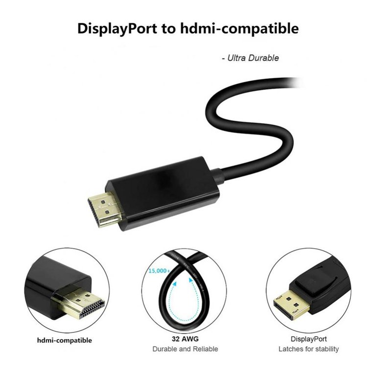 BENFEI 4K DisplayPort to HDMI Adapter Cable, (2K 60Hz, 1080p 120Hz)  Uni-Directional Display Port to HDMI Monitor Converter Compatible for HP,  Dell
