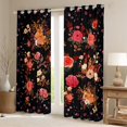 thumbnail image 2 of Feelyou Black Pink Rose Black Out Curtains, Vintage Bohemian Blossoms Flower Curtains Pack of 2 (42x63 Each), Teens Kids Girls Women Bedroom Curtains, Black Out Curtains Decor, 2 of 6