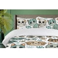 thumbnail image 2 of Ambesonne Cats and Dogs Duvet Cover Set, Kittens Pugs Bulldogs, Twin, Teal Cadet Blue Off White, 2 of 4
