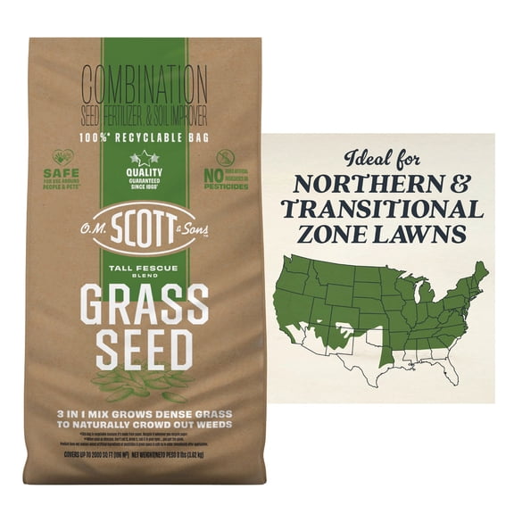O.M. Scott and Sons Tall Fescue Blend Grass Seed, Naturally Crowds Out Weeds, 8 lbs.