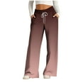 thumbnail image 2 of Otvok Womens Elastic High Waisted Pants Casual Wide Leg Long Lounge Pants Trousers with Pocket, 2 of 6