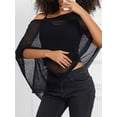 thumbnail image 2 of Women Sheer Poncho Top Lightweight Knit Crochet Shrug Bolero Mesh Batwing Sleeve Sweater Cover Up Beachwear, 2 of 6