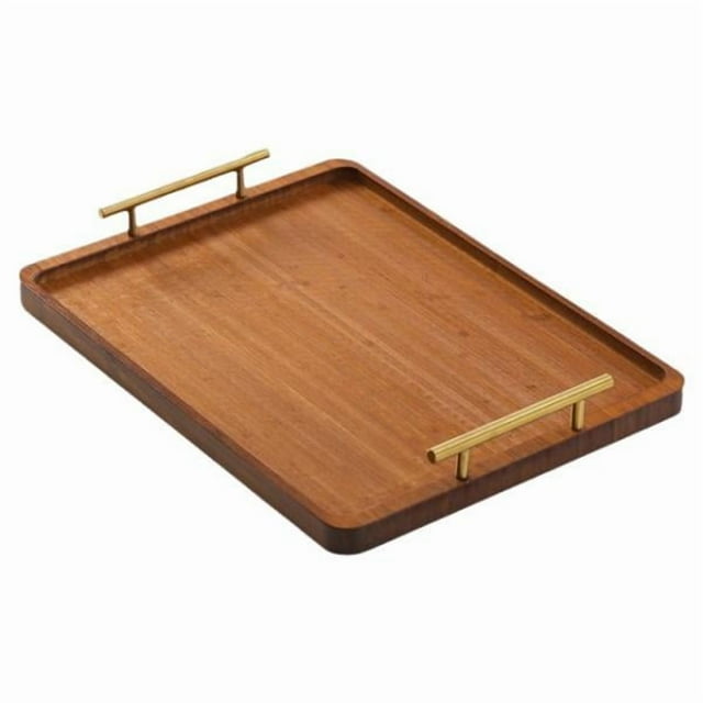 Bandeja de bambú para servir con asas, ideal como regalo para aperitivos, para decorar la mesa del almuerzo o el hogar. 40 cm x 30 cm x 15 cm