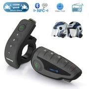 Motorcycle bluetoth Headset Intercom Waterproof NFC BT Interphone Speaker 1200M(0.75MI) Helmet bluetoth Headset FM Radio 5 Riders Remote Control Full Duplex