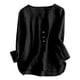 thumbnail image 4 of Camisa de mujer de color liso con cuello en V y botones: estilo informal y elegante, corte holgado, poliéster resistente, fácil de combinar., 4 of 4