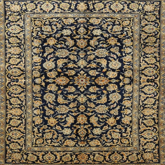 Ahgly Company Machine Washable Indoor Square Traditional Metallic Gold Area Rugs, 3' Square