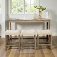 thumbnail image 2 of GZXS 4-Piece Bar Table Set with Power Outlets, 59" Long Pub Table with 3 Linen Fabric Stools, Perfect for Small Space & Breakfast Nook, Brown, 2 of 8