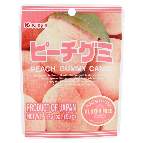 Kasugai Peach Gummy Candy, 1.76 oz, 12 pack