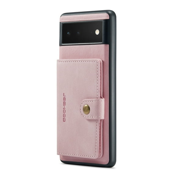 Nalacover Wallet Case for Google Pixel 6 with Detachable Card Slots Holder Magnetic Closure Cover, Premium PU Leather Slim Kickstand Soft Silicone Shockproof Lens Protective Case,Pink