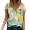 thumbnail image 2 of T-Shirts d'Été pour Femmes Grande Taille, Hauts d'Été pour Femmes, Blouse Imprimée d'Été, T-Shirts Décontractés à Col en V, Manches Courtes, Hauts, T-Shirt à Col en V pour Femmes en Liquidation, 2 of 5