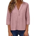 thumbnail image 3 of Womens Eyelet Embroidery Short Sleeve Tops，Womens-Plus-Size-Summer-Tops Roll Short Sleeve Trendy Blouses Casual Blouses Blouse Outfits Beach Vacation Clothes Solid Color, 3 of 9