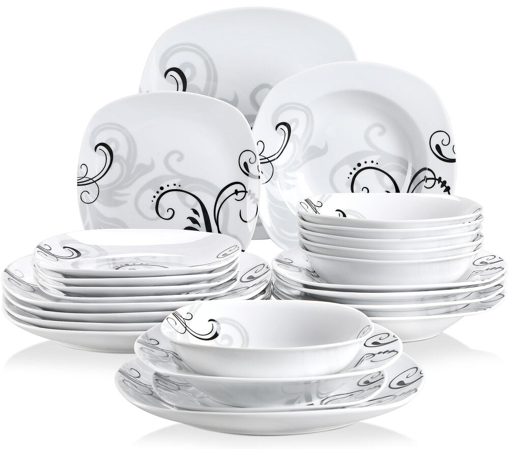 Lorren Home Trend Dora Fine Dinner Square 57-Piece Bone