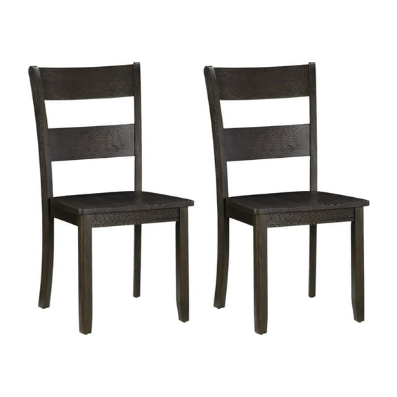 Gzxs Wood Dining Chairs Set of 2 - Armless Kitchen Chairs with Solid Acacia Wood Tapered Legs, Farmhouse Style Ladder Back Dining Room Side Chairs (Distressed Walnut)