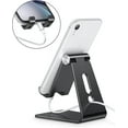 thumbnail image 7 of Adjustable Cell Phone Stand, Aluminum Desktop Cellphone Stand with Anti-Slip Base and Convenient Charging Port, Fits All Smart Phones, Silver Helen's Store, 7 of 7