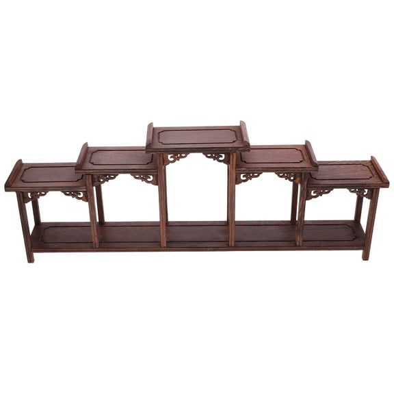OATIPHO Figurine Display Shelf Wooden Antique Dark Brown 1Set
