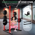 thumbnail image 2 of 1200 LBS Red Power Rack, 14.0 SQ.FT Footprint, 14 Hole Adjustable Multi-Functional Squat Rack with Pull-Up Bar and J-Hooks for Home Gym, 2 of 7