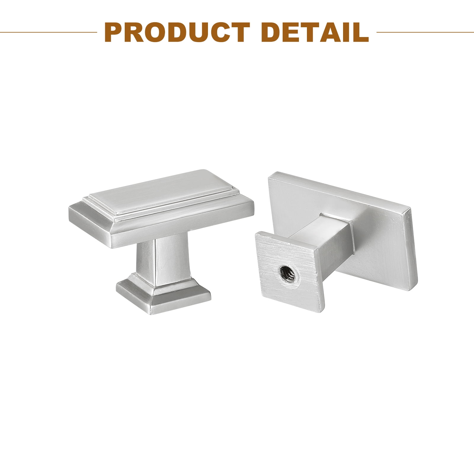 10 Pack Cabinet Knobs 1.37 Inch(35mm) Rectangle Cabinet Handles Dresser Knobs for Cupboard Silver