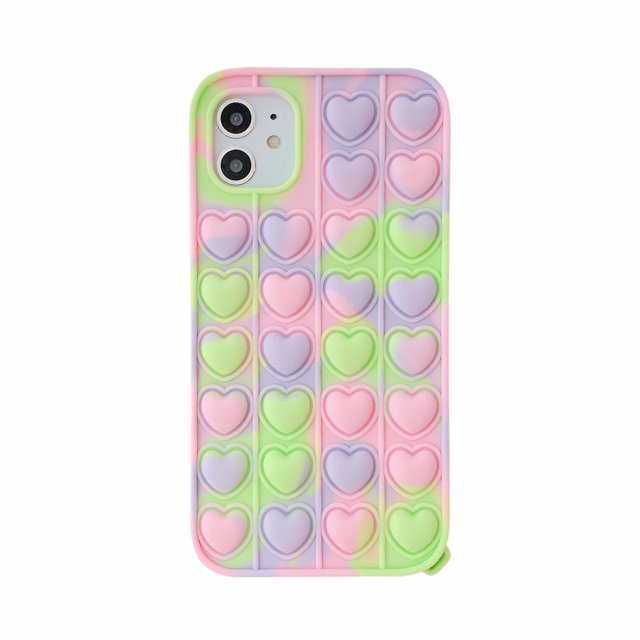 Fidget Toys Phone Case, Pop It Phone Case,Silicone Soft Protective Case,Pressure & Anxiety Relief Sensory Gadget Mobile Phone Protective Shell(iPhone 7/8) Camouflage Green