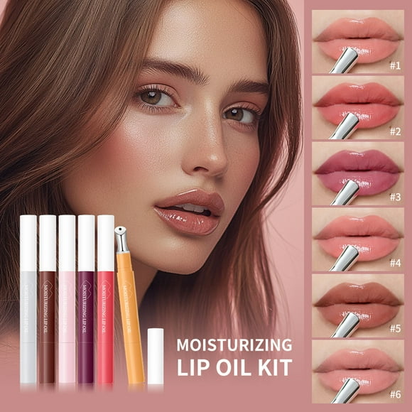 Lápiz labial para mujer, tinte labial, 6 piezas, brillo labial hidratante, juego de labios, acabado de vidrio, colores nude, brillo labial hidratante, brillo labial voluminizador, lápiz labial líquido