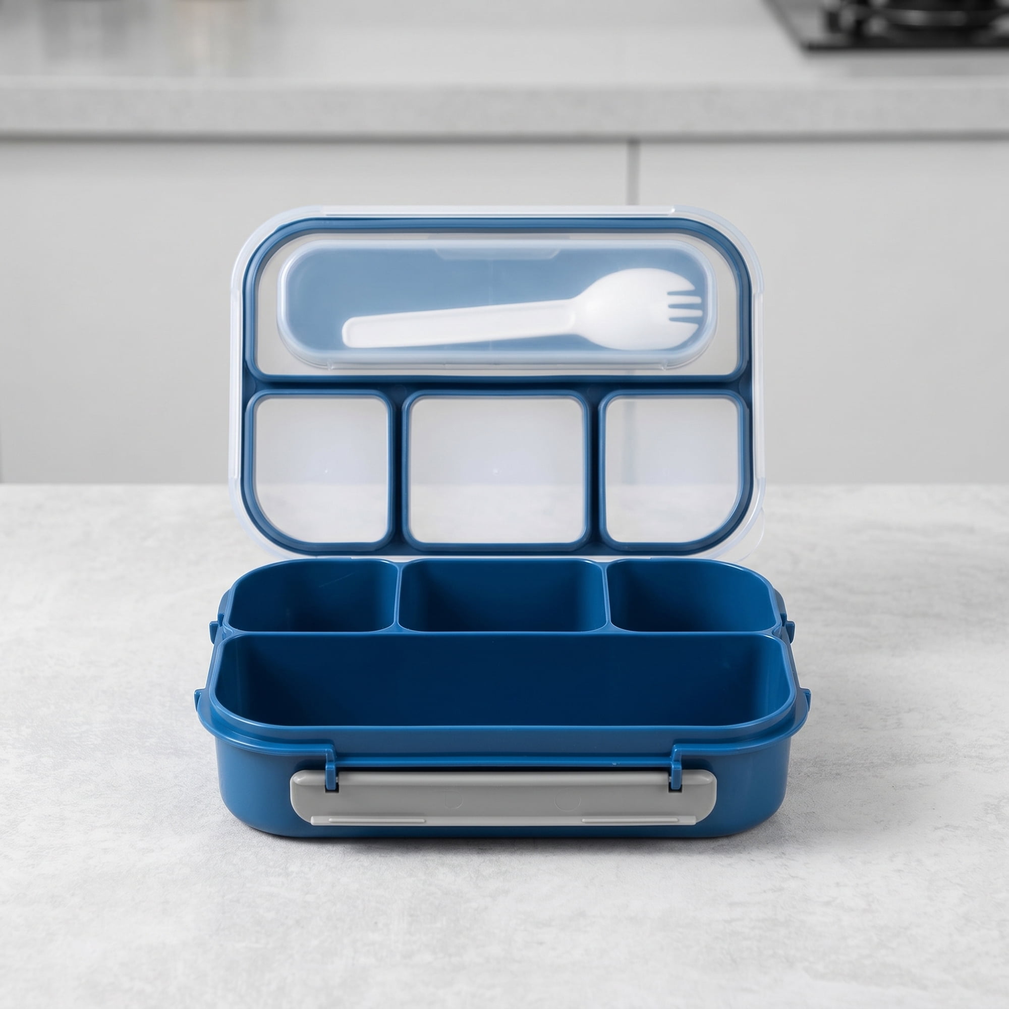 Unique Bargains 1.3L Leak-Proof Meal Prep Container Adult Lunch Bento Box Navy Blue-1