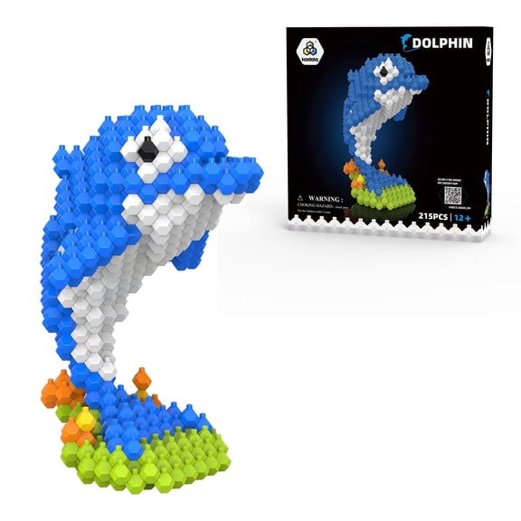 KADELE Dolphin Building Block Toy, 215 Piece Challenging STEM Block Decoration Experience, Durable ABS Miniature 3D Model for Ages 12 & Stress-Relief Hobby for Teens and Adults