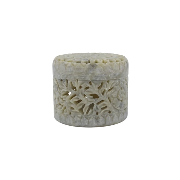 Charming Handcrafted Soapstone Box – Floral Designs, Perfect for Organizing Jewelry, Trinkets, and Keepsakes, Adds a Touch of Elegance to Home Décor
