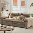 thumbnail image 6 of Bedluxury 90.5'' Comfy Sofa Couch for Living Room, Modern Deep Seat Couch with Pillow-Armrest, Removable Cover, Chenille Fabric Couches for Small Space,USB/Type-C Port(Brown), 6 of 7