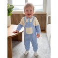 thumbnail image 6 of Loicainy Infant Baby Boy Fall Outfit 3 6 12 18 Months Contrast Colors Ribbed Long Sleeve Rompers Overalls Clothes Set, 6 of 9