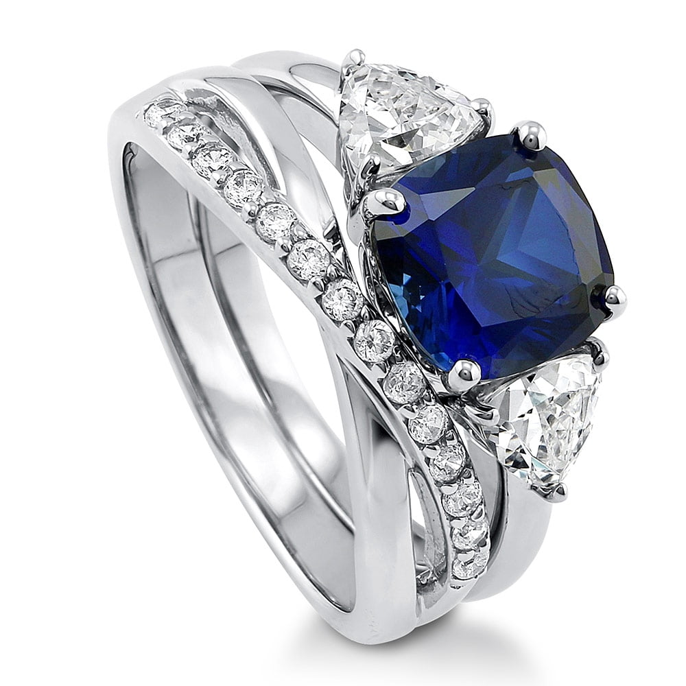 Berricle - BERRICLE Rhodium Plated Sterling Silver Simulated Blue ...