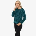 thumbnail image 3 of Women's Long Sleeve Sequin Top Round Neck Sparkle Blouse- Small, Teal, 3 of 6