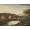 thumbnail image 2 of Jens Juel 18x14 Gold Ornate Wood Frame and Double Matted Museum Art Print Titled - The Bridge and the Waterfall at Dornach, Switzerland (1791), 2 of 4