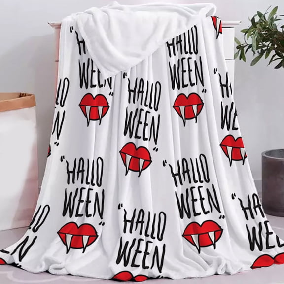 YIMWNYI Halloween Flannel Blanket, Soft Throw Blanket, Cozy Sofa Blanket, Seasonal Decor, Perfect for Home, Travel, Camping, Easy Care