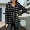 thumbnail image 2 of iHPH7 Womens Shacket Fall Outfits for Women Plaid Jacket for Woman Open Front Cardigan for Women Plaid Shacket Long Sleeve Cardigan for Women Going Out Jackets for Women Gray M, 2 of 6