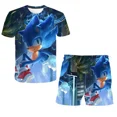 thumbnail image 3 of Traje de camiseta Sonic 4-14T Traje de verano para niños y niñas con estampado 3D de Sonic Traje de patrón de camisetas de manga corta para niños, 3 of 5