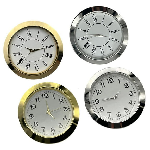 WINDLAND Pack of 4 55mm Quartzs Round Clock Heads Insert with Arabic or Roman Numerals for Crafting and Repair Clock Replacement