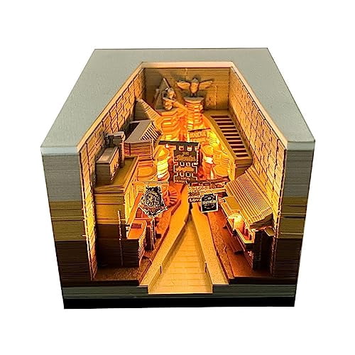 3D Memo Pad Diagonal Alley with Light,Creative Paper Carving Building Block Cute 3D Art Notepad Non-Sticky Stickers Notepads Office Decor Gifts for Colleague/Friends
