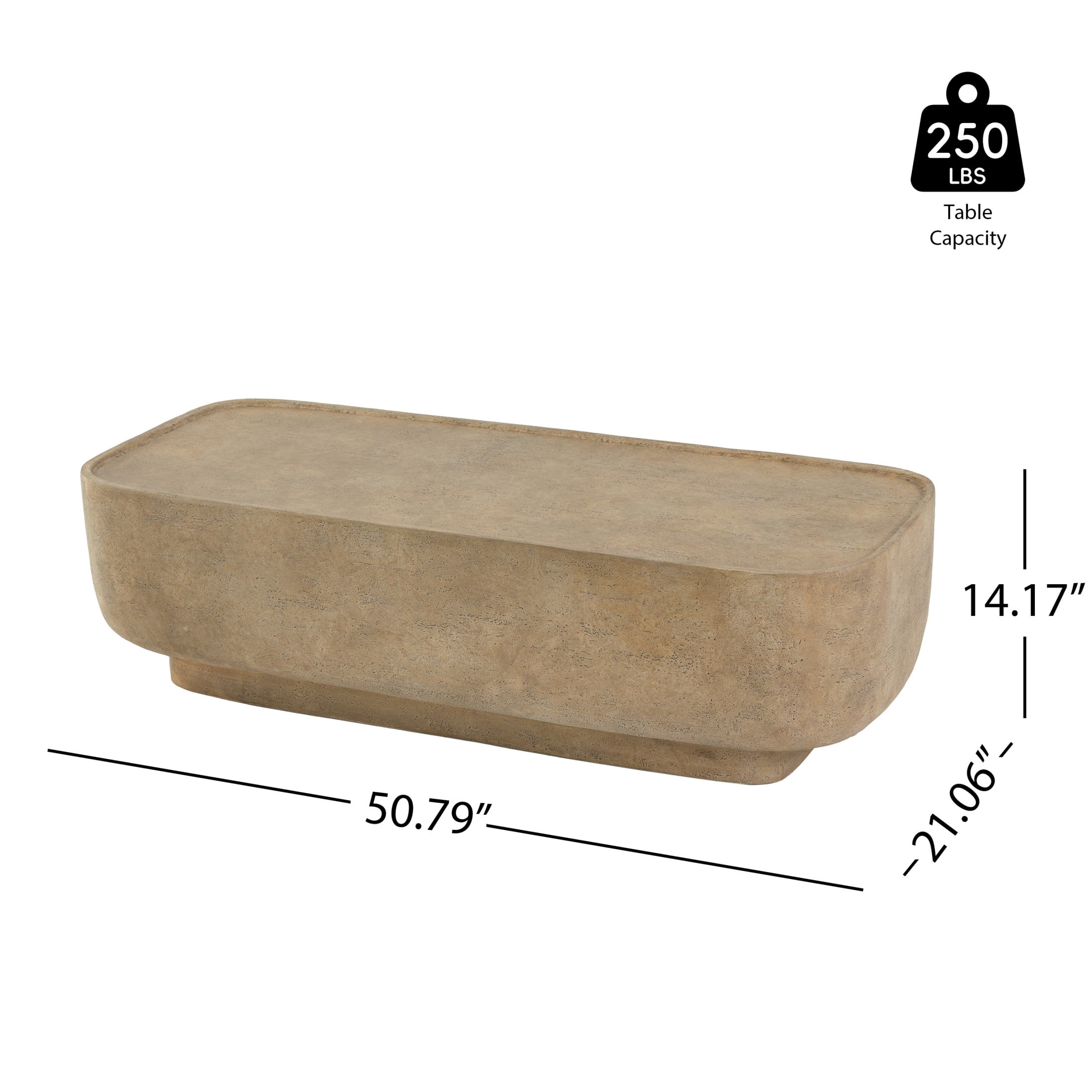 Christopher Knight Home Outdoor MGO Coffee Table, Modern Sculptural Stone Look Accent Table, Beige
