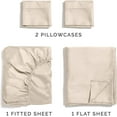 thumbnail image 4 of CGK Linens 5-Piece 400 Thread Count Cotton Sheet Set - Split King Size 100% Cotton Sateen Bed Sheets Fits 18"-24" Mattresses, Cream, 4 of 7