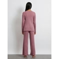 thumbnail image 6 of KelaJuan Women's 2 Piece Casual Outfits Long Sleeve V Neck Knit Tops Solid Color Ribbed Wide Leg Pants Sets, 6 of 6