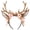 Gold-pink, variant on Handmade Gold Flower Antler Headband - Woodland Floral Reindeer Headpiece with Deer Ears Forest Fairy Hairband for Women Girls Renaissance Halloween Cosplay Party Prom Photo Props Pink Rose