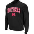thumbnail image 2 of Men's Colosseum Black Rutgers Scarlet Knights Arch & Logo Crew Neck Sweatshirt, 2 of 5