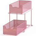 thumbnail image 3 of Simple Houseware 2 Tier Sliding Cabinet Basket Organizer Drawer, Pink, 3 of 5