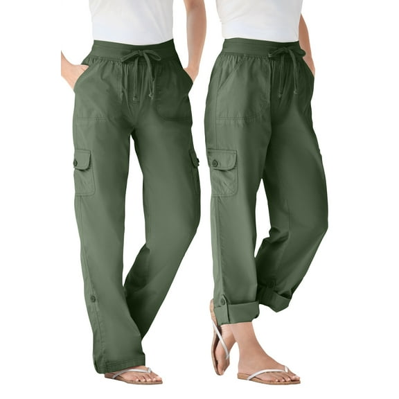 Woman Within Plus Size Convertible 2-in-1 Cargo Pant & Capri Elastic Waist