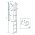 thumbnail image 2 of 73"H Narrow Bookcase, 3-Tier Storage Cabinet with 3 Drawers & 2 Hooks, Modern Display Storage Shelves for Living room, Study, Bathroom, Antique White, 2 of 7