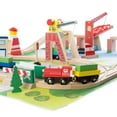 thumbnail image 3 of 75-Piece Wooden Train Set Including Wood Tracks, Trains, Cars, Boats, and Accessories by Hey! Play!, 3 of 8