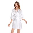 thumbnail image 2 of Albornoz champán para novia, kimono de seda satinada para mujer, fiesta nupcial, equipo hermana, ropa de dormir para madre, batas cortas para dama de honor y boda, 2 of 5