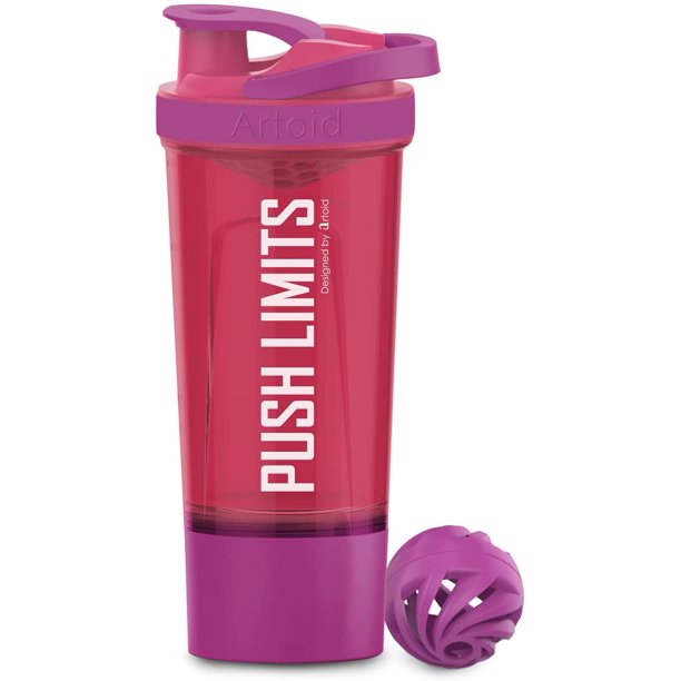 Artoid Mode Protein Shaker Bottle with Blender Balls Mixing Grids Flip