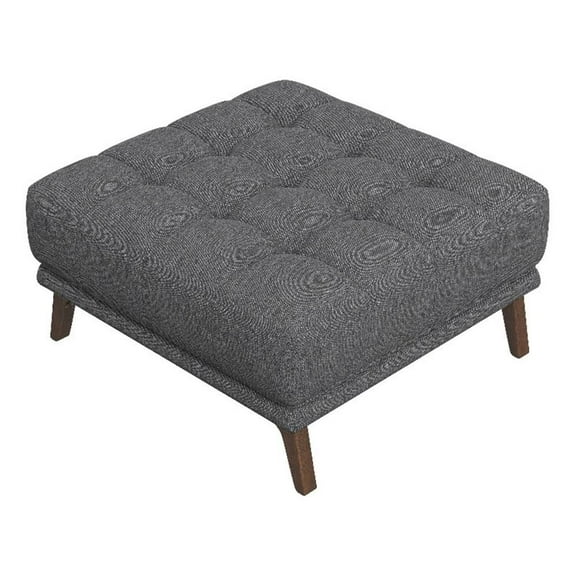 Pemberly Row Mid-Century Solid Wood Ottoman with Dark Gray Fabric
