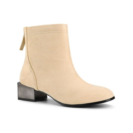 

Unique Bargains Women s Square Toe Chunky Electroplated Heel Ankle Boots