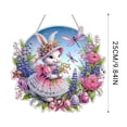 thumbnail image 3 of Conjunto de pintura de diamantes de doble cara para la Ventana de Pascua | Decoración para colgar para adultos | Corona de conejito de hortensia azul de 25 cm | Figurita floral artificial | Acento, 3 of 9